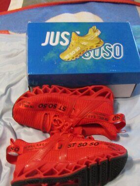 New in Box JUST SO SO Red Blade Athletic Running Shoes Size 6.5 Woman's (37 EU)
